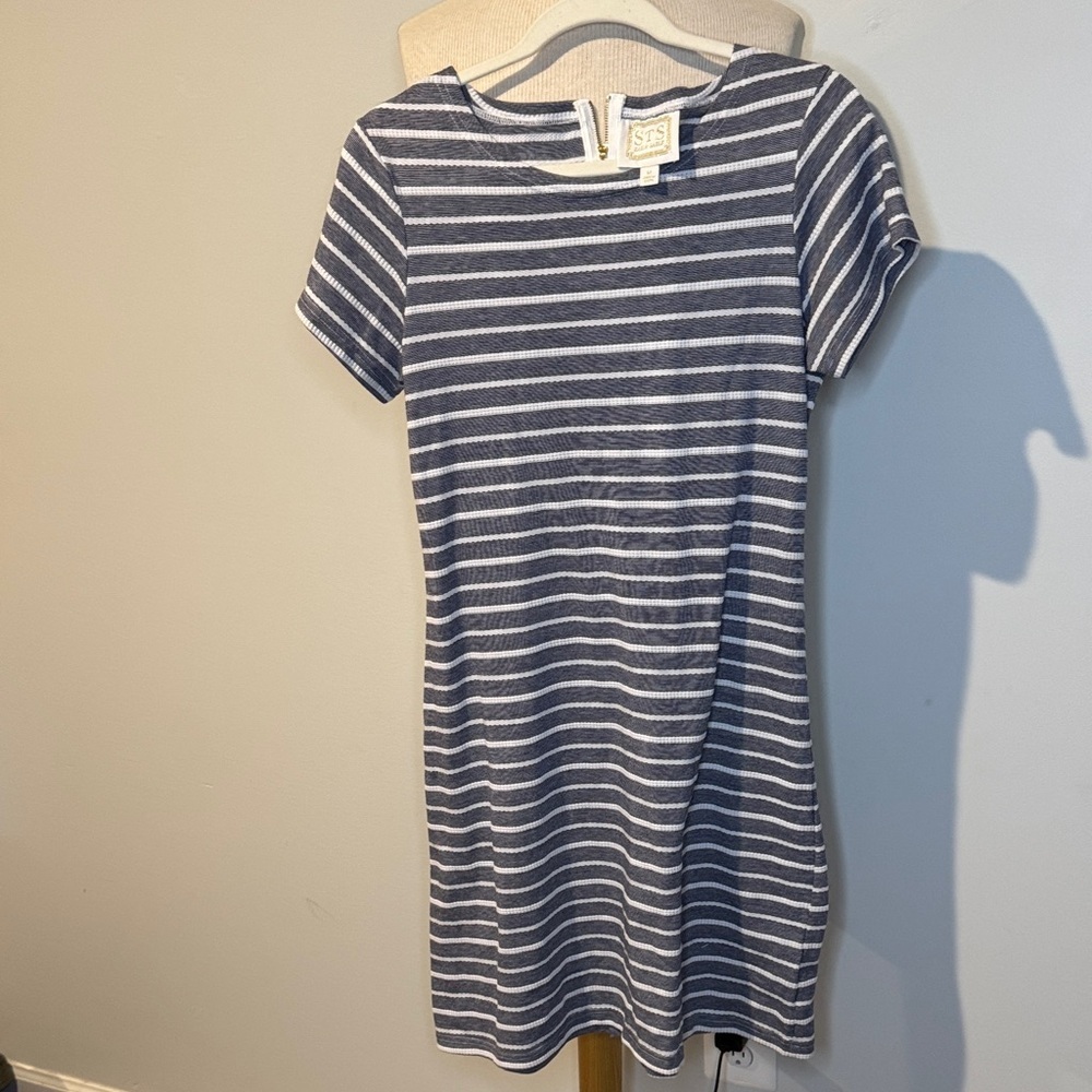 Sail to Sable Navy and White Striped Midi Dress